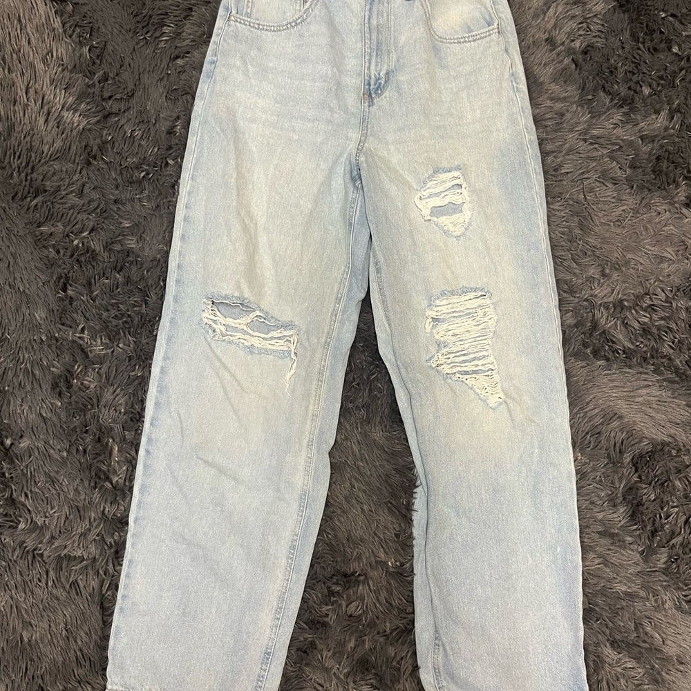SO Women's Light Blue Ripped Boyfriend Jeans